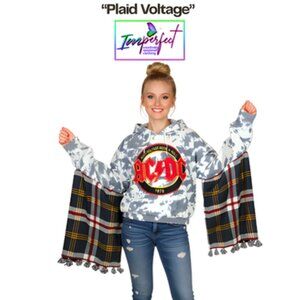 Upcycled AC/DC tie dye hoodie